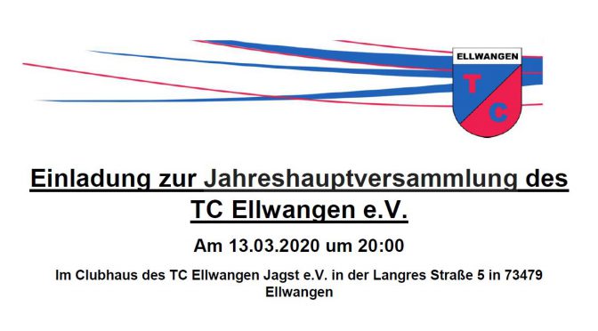 Einladung zur Jahreshauptversammlung des TCE